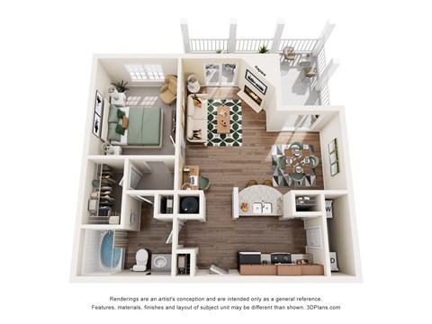 A3 Floor Plan at Rose Heights Apartments, Raleigh, North Carolina